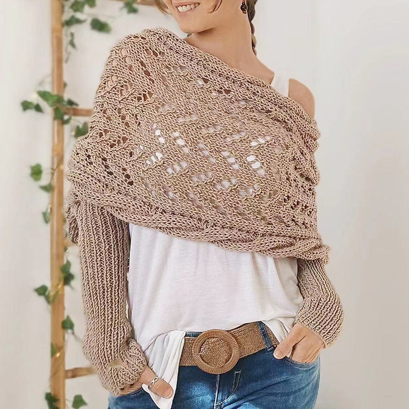 Maribel Knitted Scarf With Sleeves