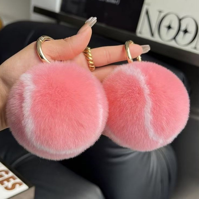 Plush Tennis Ball Keychain