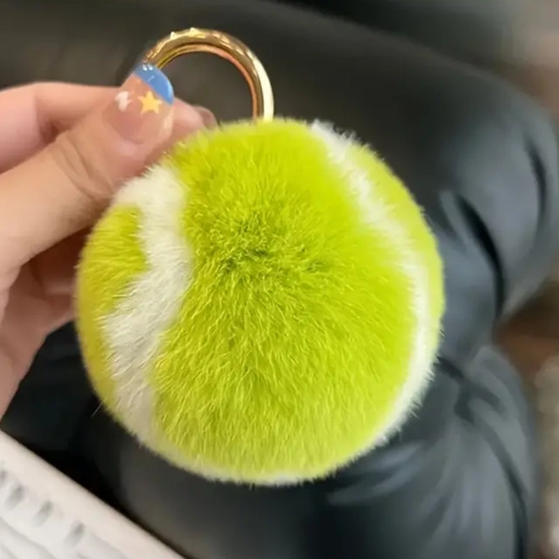Plush Tennis Ball Keychain