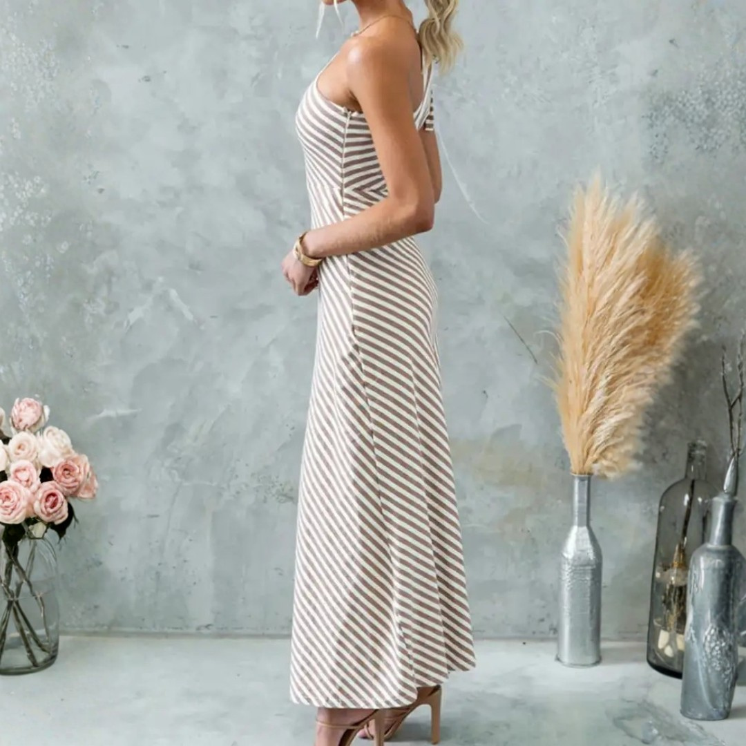 Zavira Striped One-Shoulder Dress