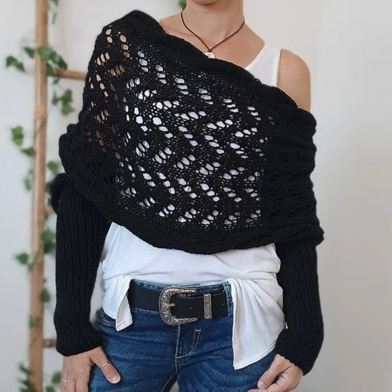 Maribel Knitted Scarf With Sleeves