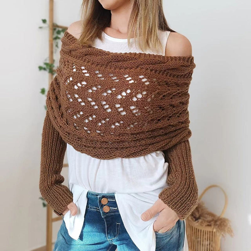Maribel Knitted Scarf With Sleeves