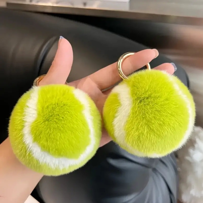Plush Tennis Ball Keychain