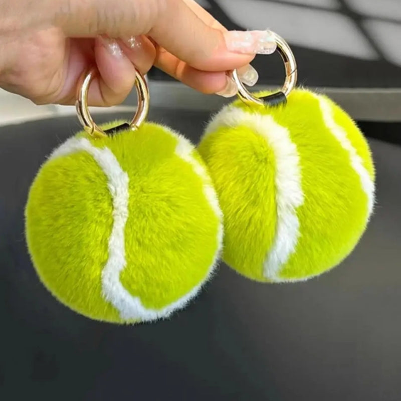Plush Tennis Ball Keychain