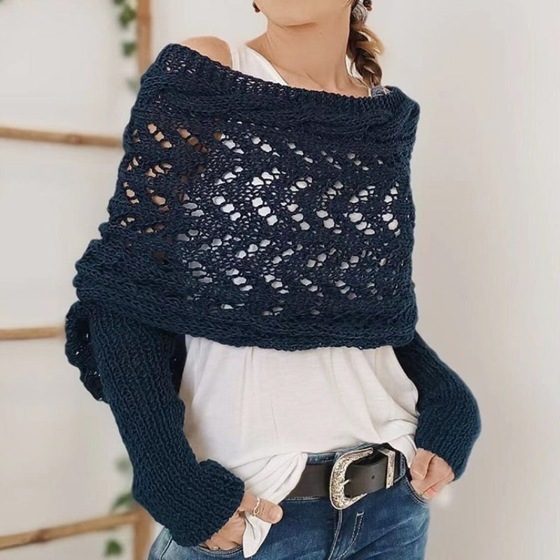 Maribel Knitted Scarf With Sleeves