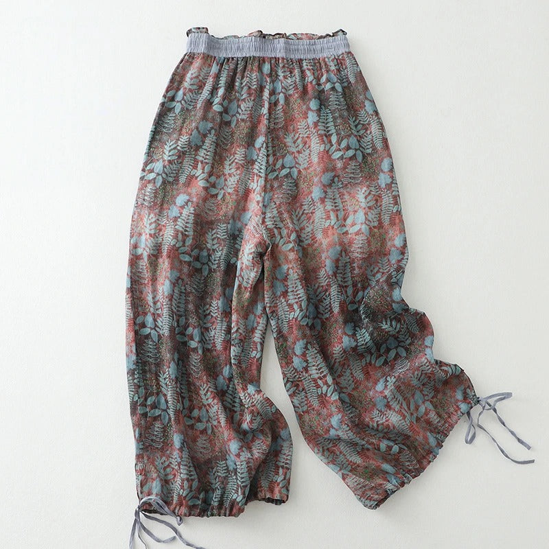Fern Whisper Drawstring Linen Trousers