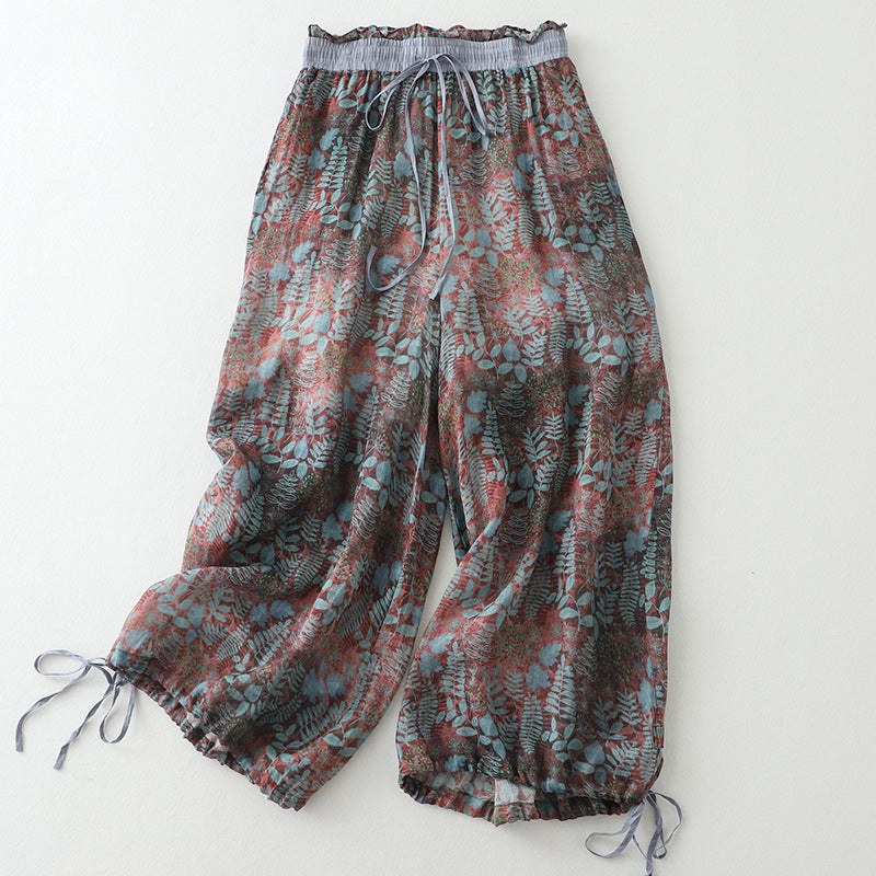 Fern Whisper Drawstring Linen Trousers