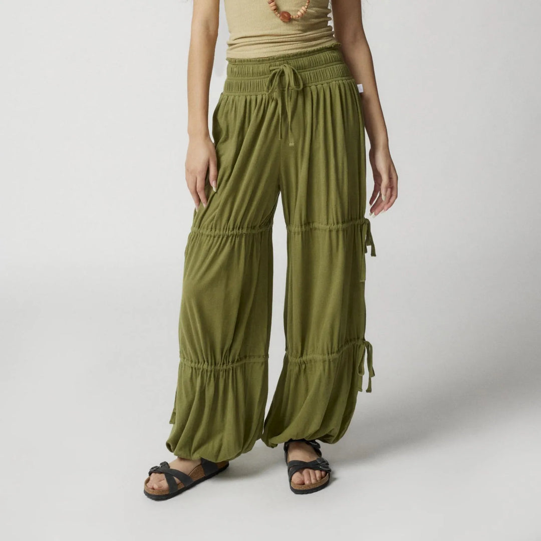 Gaia Ruched-Leg Pants