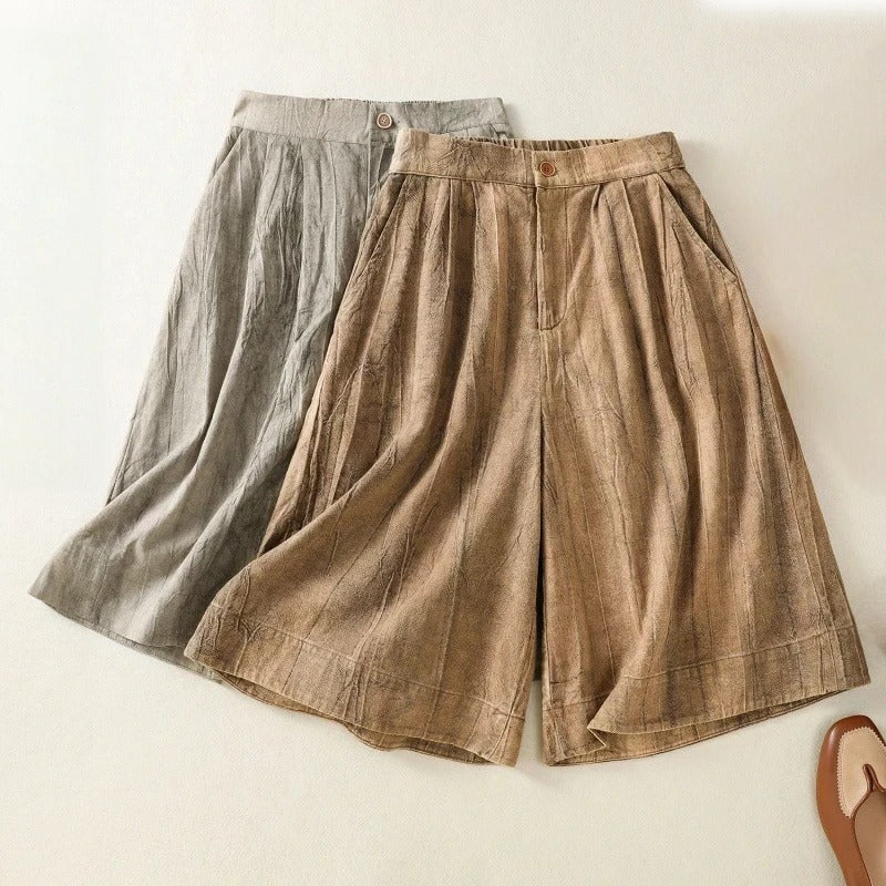 Leona Wide-Leg Linen Shorts