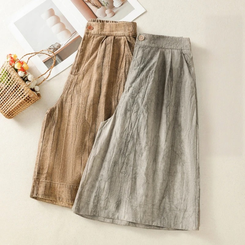 Leona Wide-Leg Linen Shorts