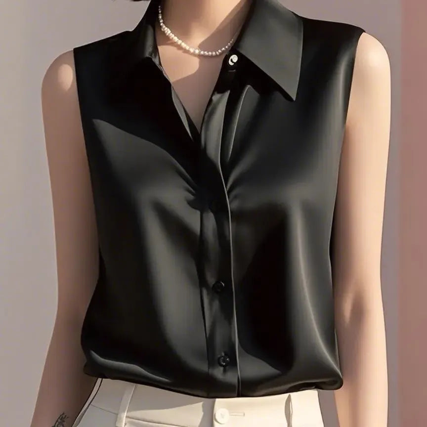 Liora Satin Button Blouse