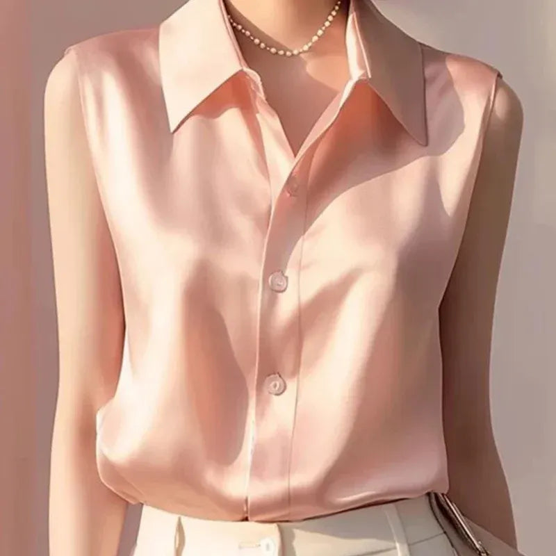 Liora Satin Button Blouse