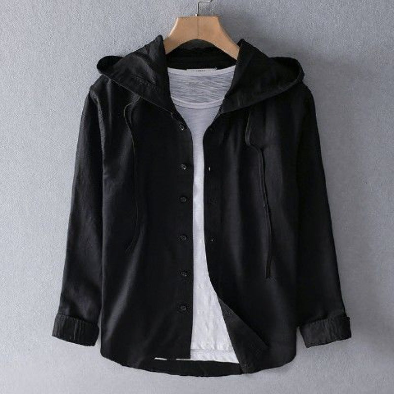 Nova Striped Linen Hoodie Shirt