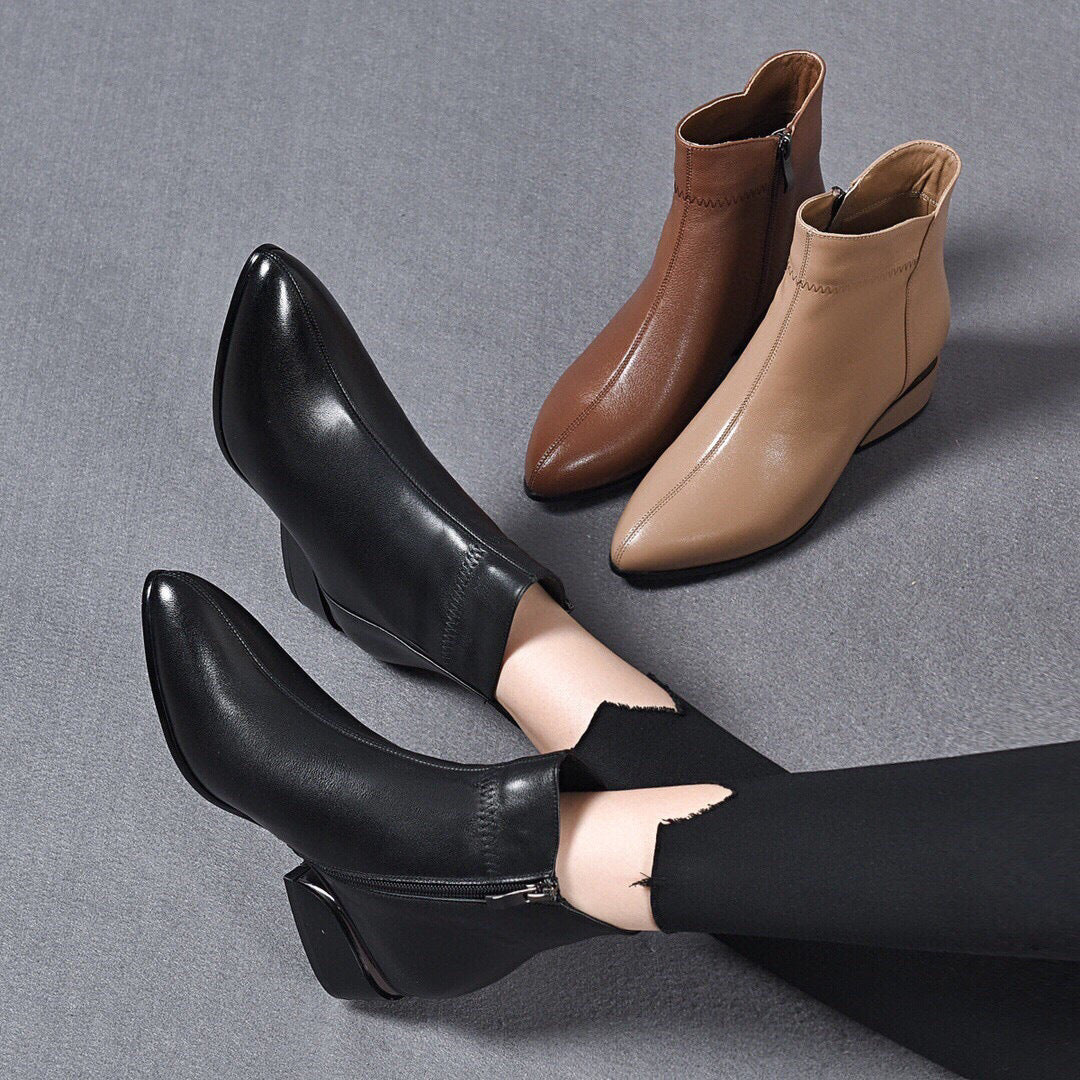 Avelin Leather Ankle Boots