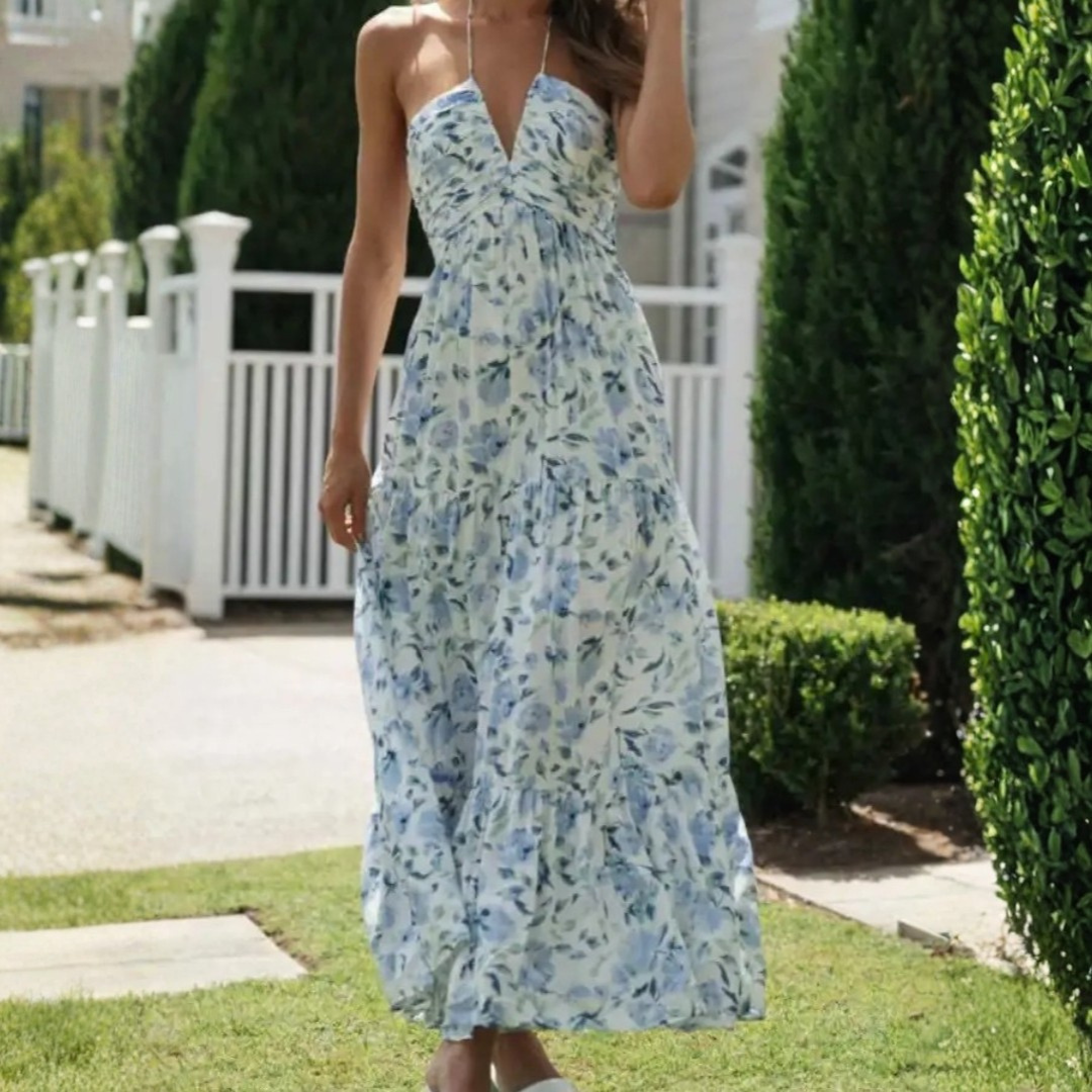 Lyren Printed Halter Dress