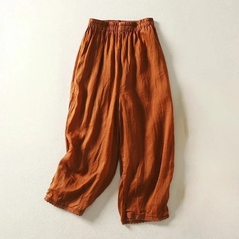 Rhea Cropped Linen Trousers