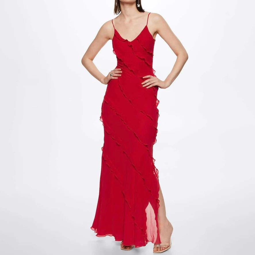 Scarlet Wave Maxi Dress