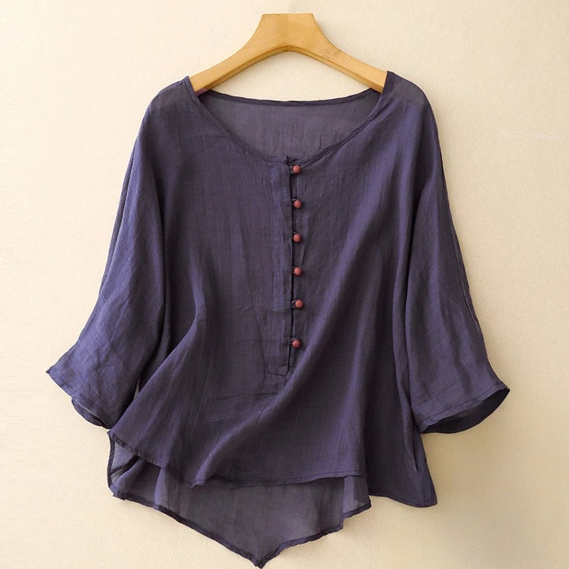 Valeria Curve-Hem Blouse