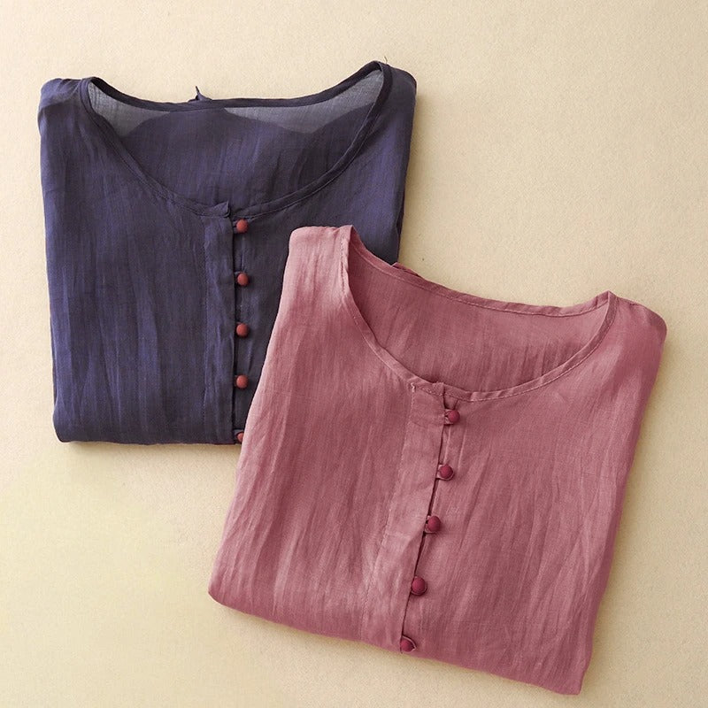 Valeria Curve-Hem Blouse