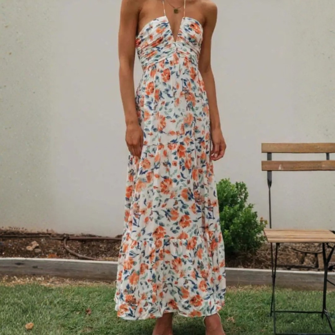 Lyren Printed Halter Dress