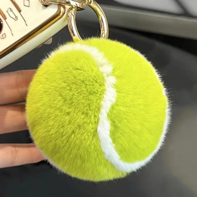 Plush Tennis Ball Keychain