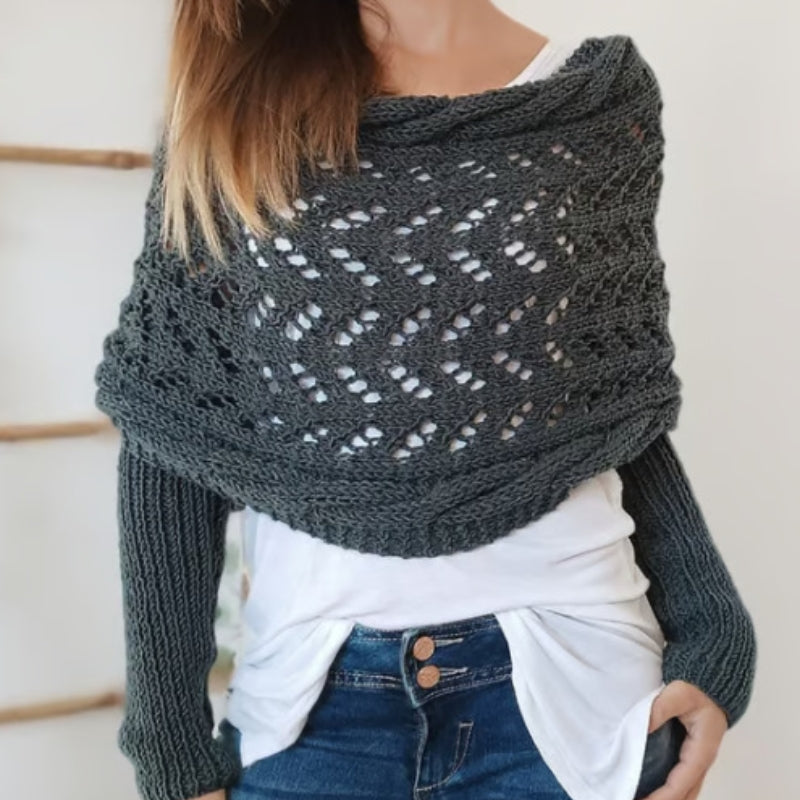 Maribel Knitted Scarf With Sleeves