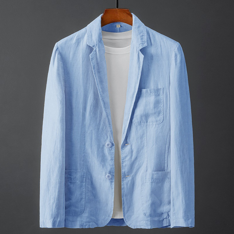Azure Casual Linen Blazer
