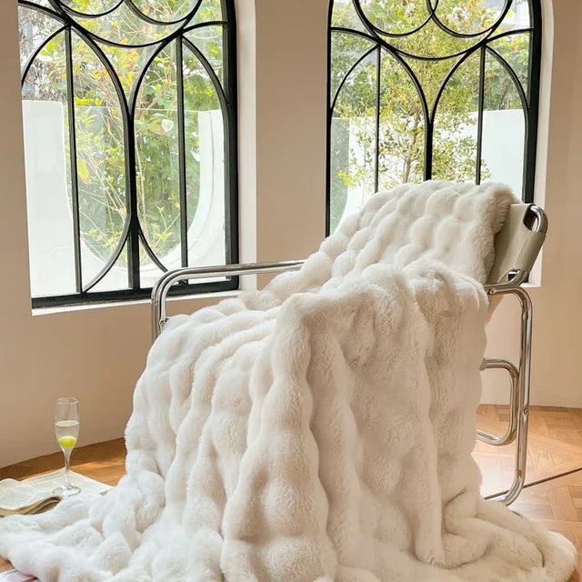 Kylor Pearl Rabbit Fur Blanket