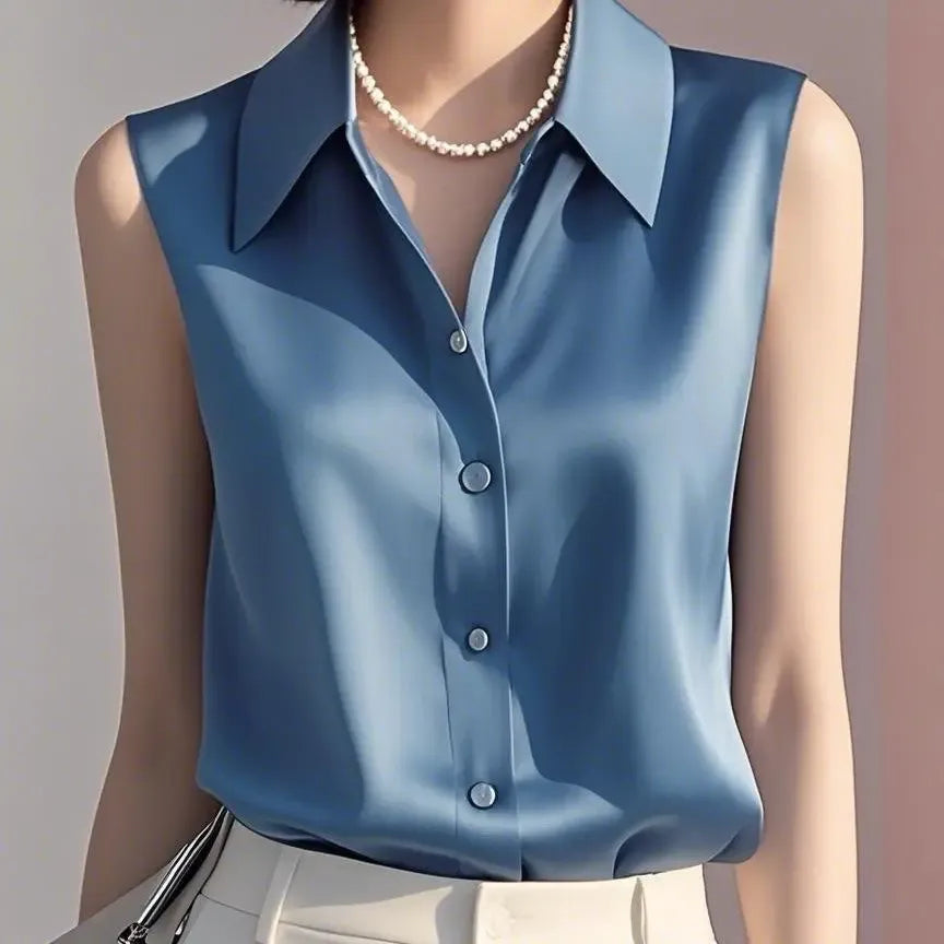 Liora Satin Button Blouse