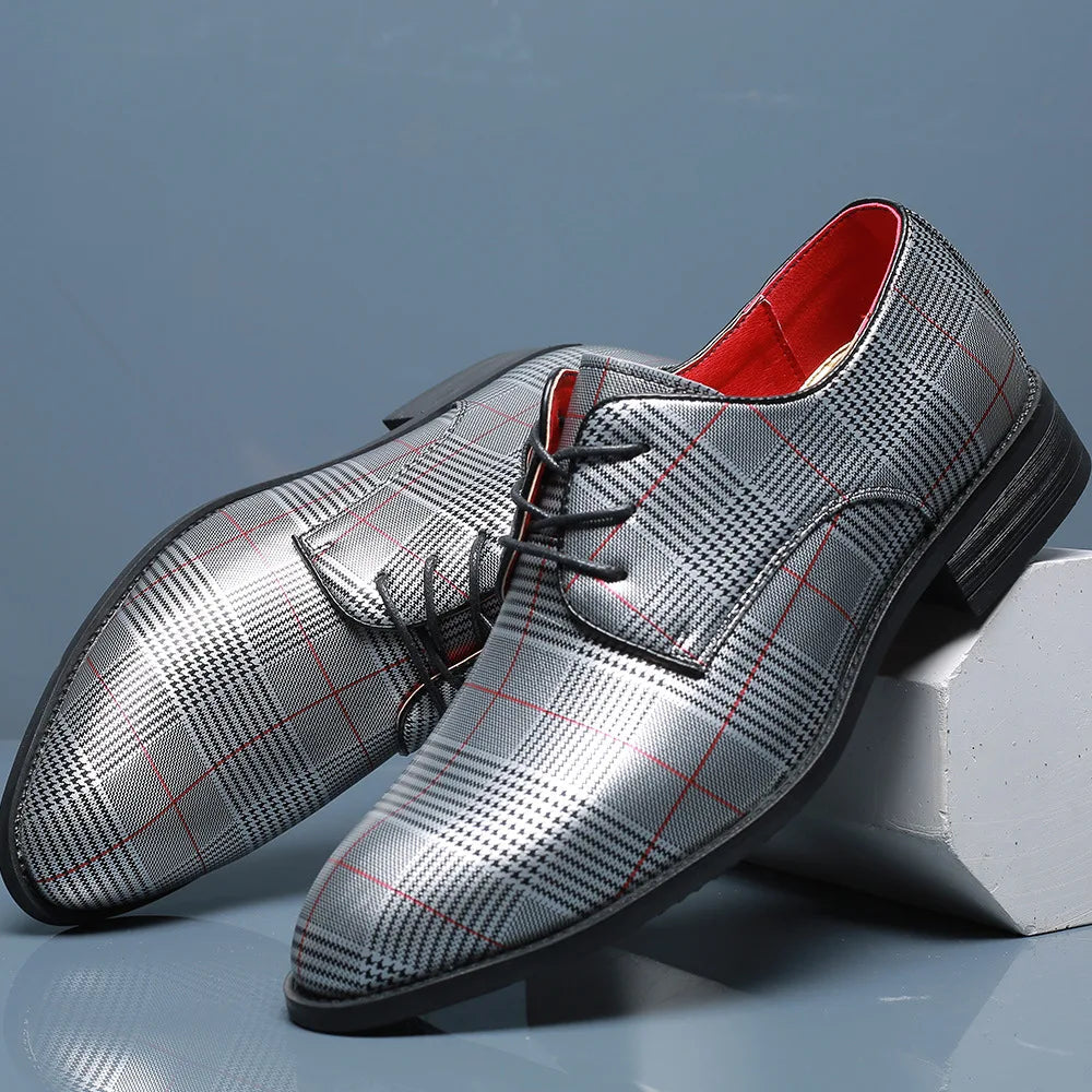 Magnus Checkered Leather Oxfords