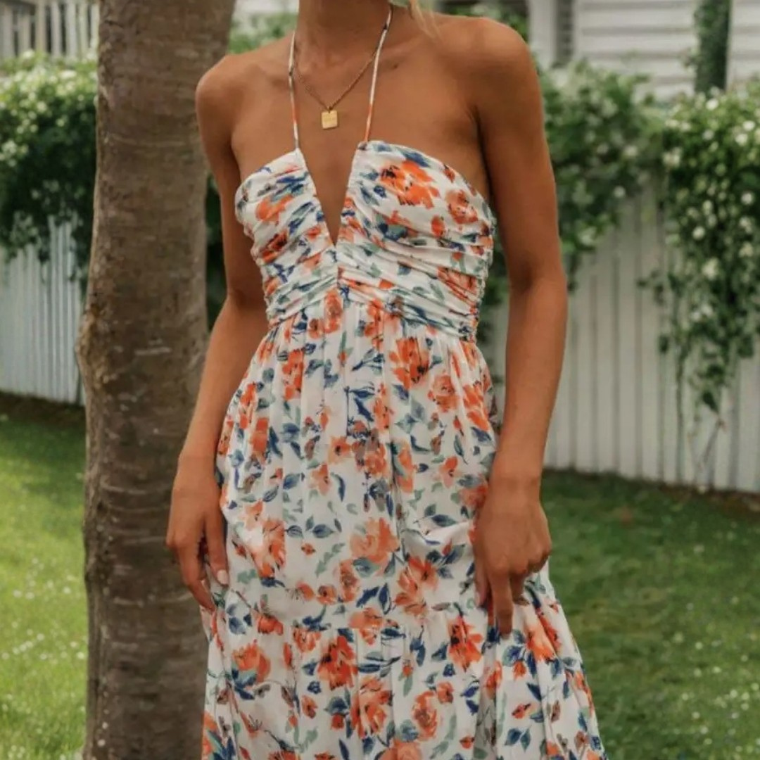 Lyren Printed Halter Dress