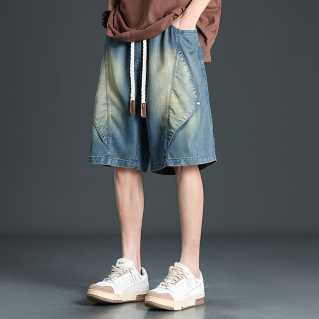 Prism Wide-Leg Denim Shorts