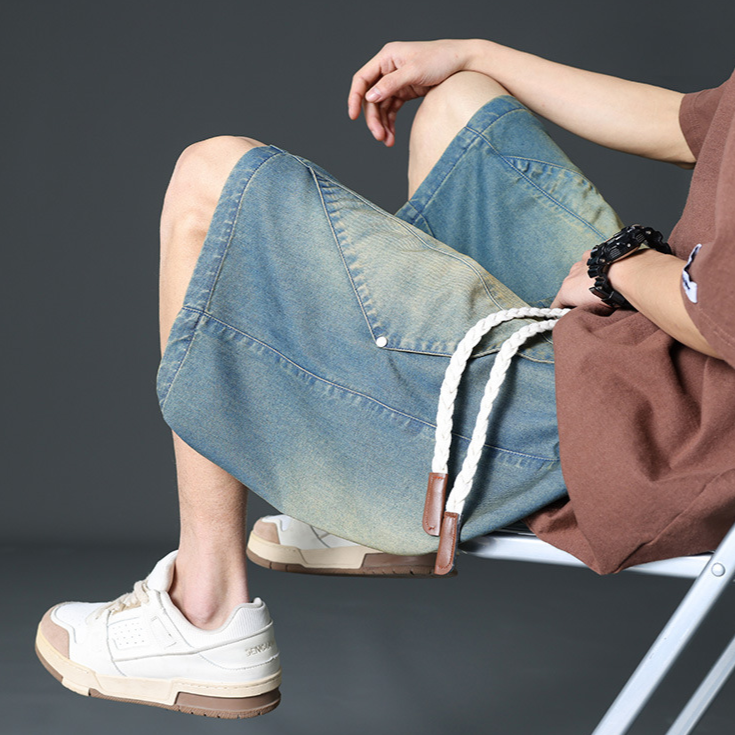 Prism Wide-Leg Denim Shorts