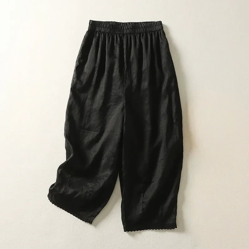 Rhea Cropped Linen Trousers