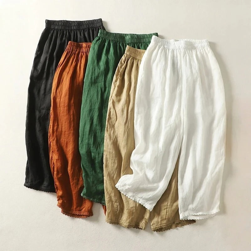 Rhea Cropped Linen Trousers