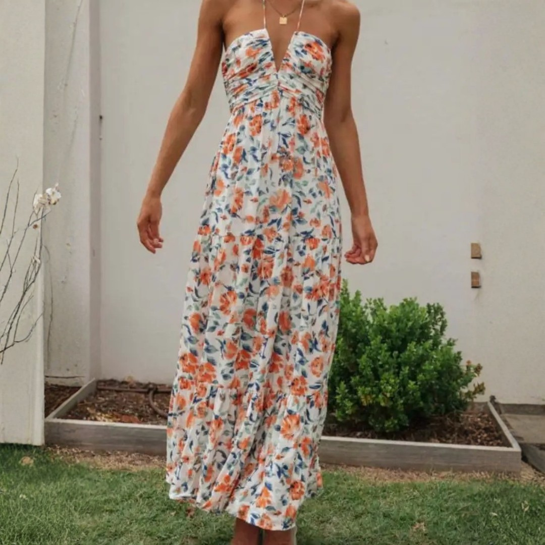 Lyren Printed Halter Dress